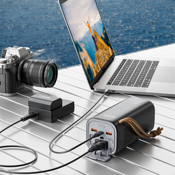 Professional 20000mAh Portable Power Bank - 220V AC Outlet & Fast Charging Station