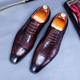 Premium Men's Business Formal Pointed Leather Dress Shoes - Professional Oxford Style
