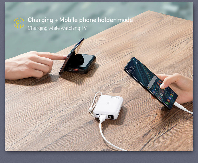 Premium 10000mAh Wireless Power Bank with LED Digital Display - Compact Fast Charging Portable Battery