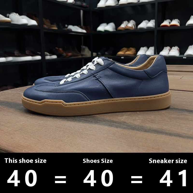 Premium Cowhide Men's Casual Leather Sneakers - Breathable Height-Increasing Shoes