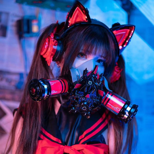 Luminous Cat Ear Gaming Headphones - Cute LED Cosplay Headset with Adjustable Bracket