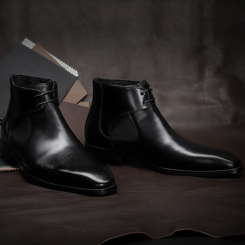 Premium Men's High-Top Carved Martin Boots - Genuine Leather Oxford Style