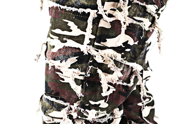 Vintage Distressed Heavy-Duty Flared Denim Jeans