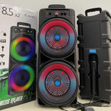 Professional Bluetooth Portable Speaker with LED Aperture Light - 8 Inch Dual Audio System