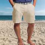 Comfortable Multi-Pocket Straight Leg Shorts - Breathable Cotton Blend for Men