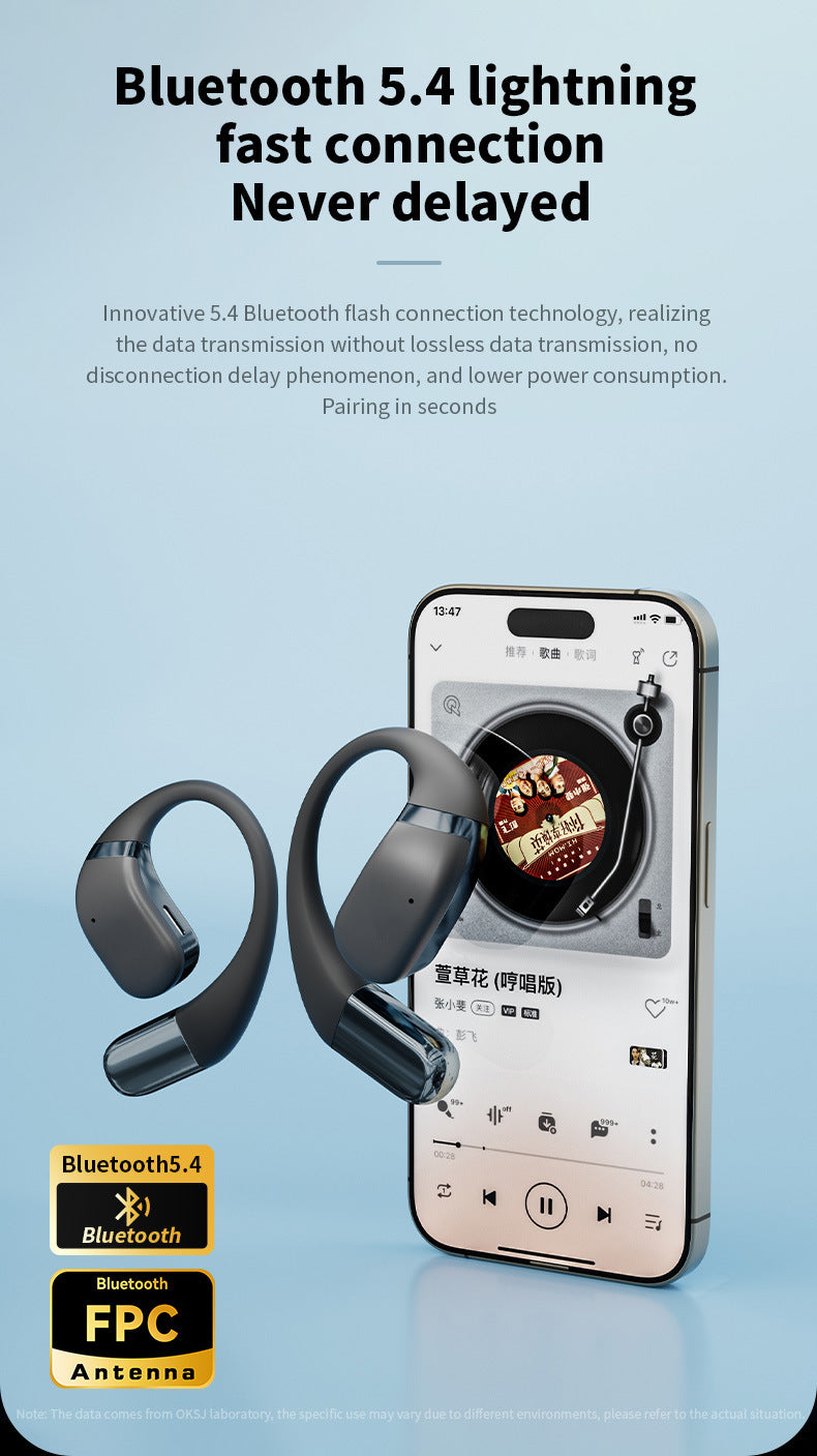 Wireless Bluetooth Sports Headset - Waterproof Ear Hook Design with 8-Hour Battery