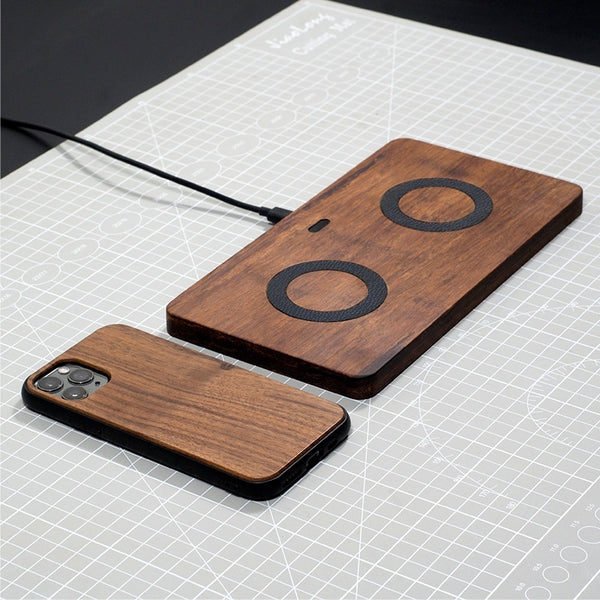 Premium Wooden Wireless Phone Charger - Desktop Charging Station