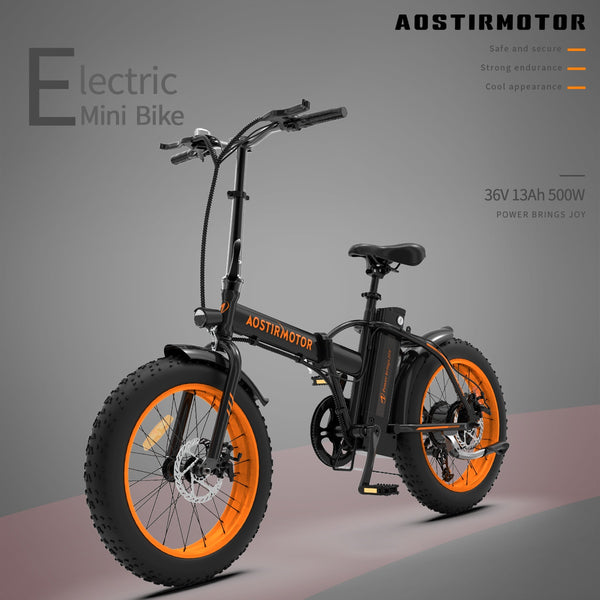 Foldable Electric Fat Tire Bike - 36V 500W Motor, 20x4.0 Wheels, 13AH Battery, LCD Display