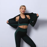 Premium 3-Piece Seamless Yoga Set - High-Performance Activewear Collection