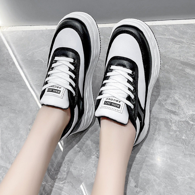 Stylish Korean Platform Sneakers - White Thick Sole Women's Casual Shoes