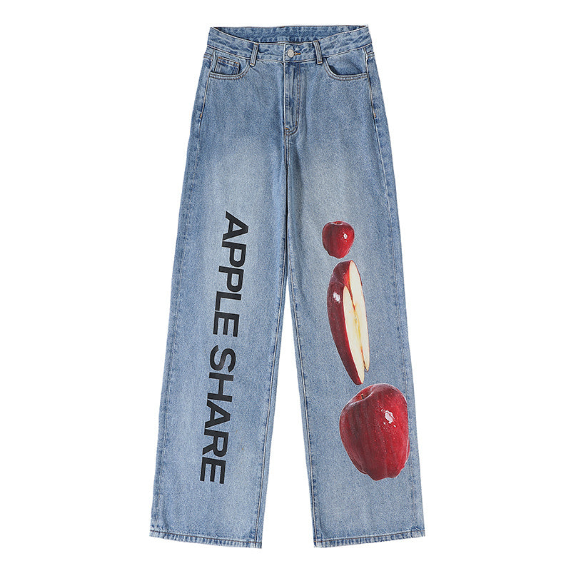Women's Light Color Loose Stacked Jeans
