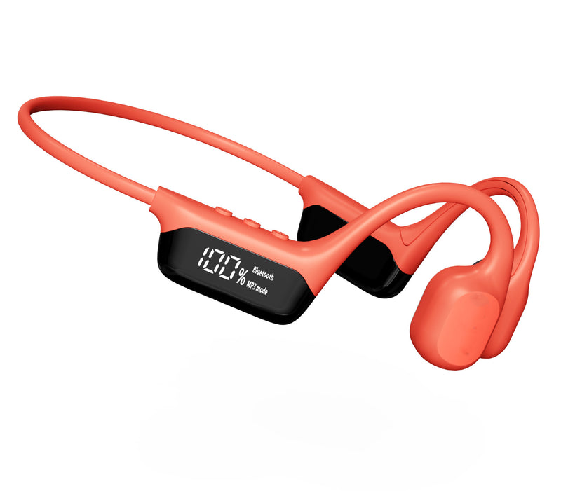 Wireless Bone Conduction Headphones with Digital Display - Waterproof Sports Bluetooth Headset