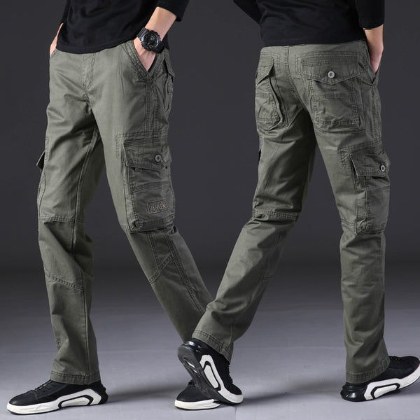 Men's Cotton Cargo Pants - Multi-Pocket Outdoor Casual Trousers