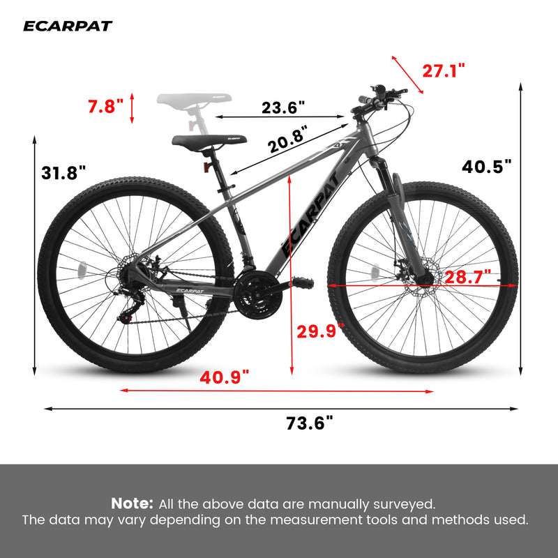 A29367 29 Inch Mountain Bike 21 Speed, Suspension Fork, Aluminum Frame Disc Brake, Mountain Biking For Both Men And Women.