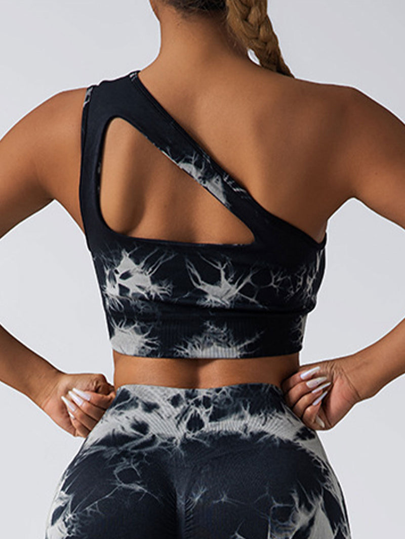 Premium Seamless One-Shoulder Sports Bra & Scrunch Butt Lifting Leggings Set - Complete Gym Outfit