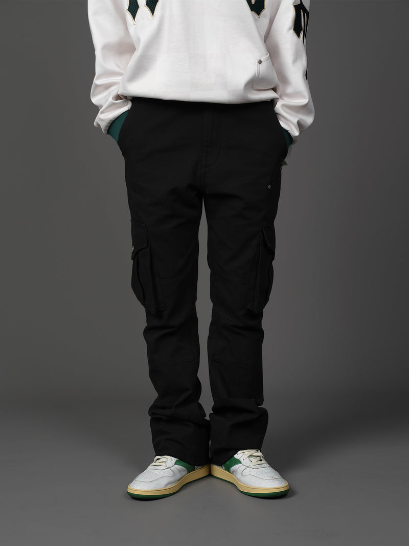 Retro Two-Tone Micro-Flare Cargo Pants - Contemporary Streetwear Essential