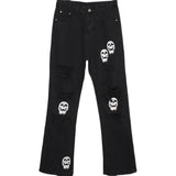 Rebellious Skull Crossbones Distressed Denim - Men's Statement Jeans