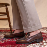 Premium Square Toe Men's Leather Color Block Casual Shoes - Comfortable Daily Wear