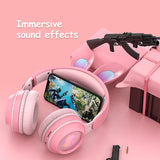 Luminous Cat Ear Bluetooth Headphones - Wireless RGB Gaming Headset for Kids & Adults