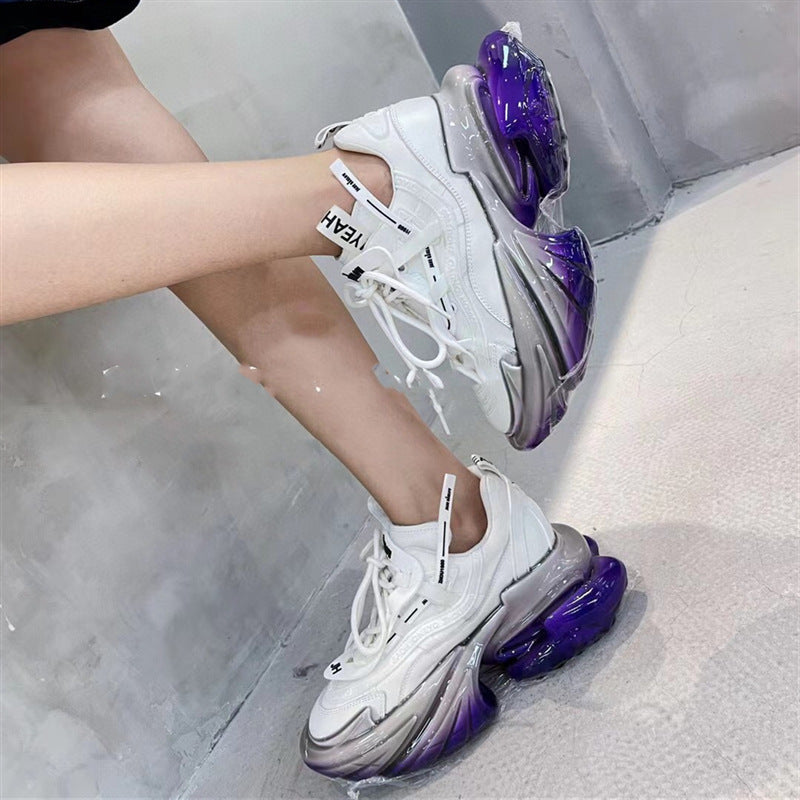 Premium Leather Thick-Soled Jelly Sports Shoes for Women - Comfortable Cross-Tie Design