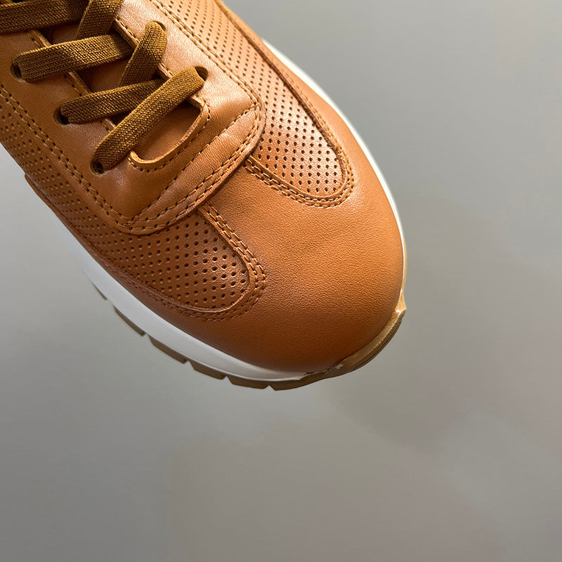 Premium Genuine Leather Men's Breathable Hollow Platform Casual Shoes - High-End Comfort & Style