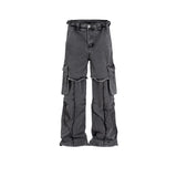 Stylish Men's Double Layer Stitched Ruffle Straight-Leg Trousers