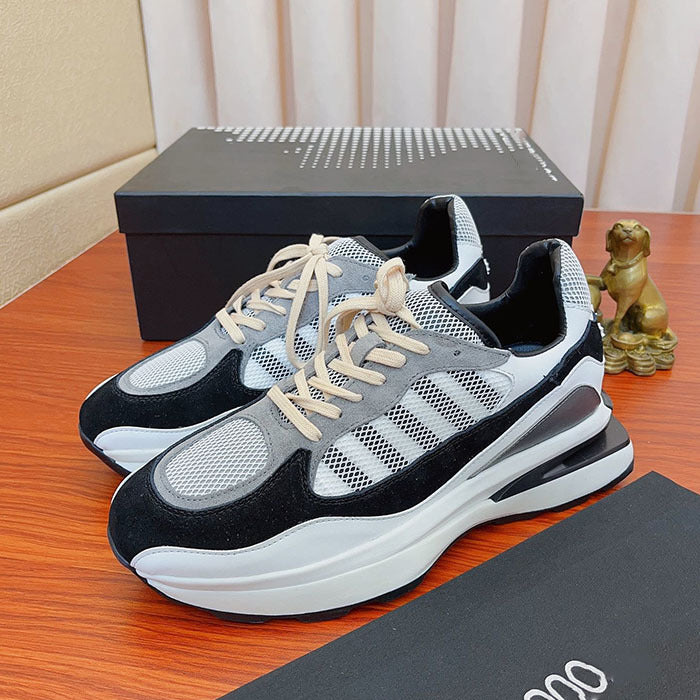Men's Thick Sole Colorblock Mesh Breathable Athletic Daddy Shoes - Height Increasing Sneakers