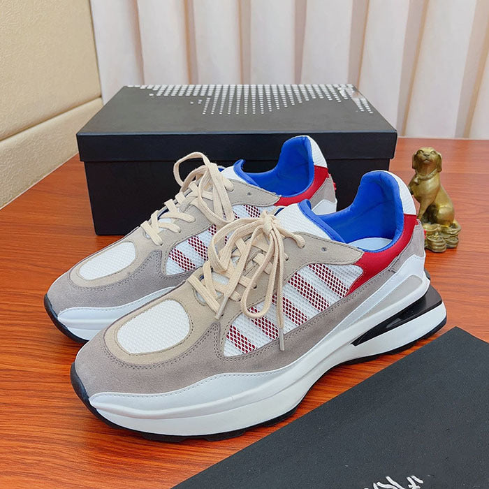 Men's Thick Sole Colorblock Mesh Breathable Athletic Daddy Shoes - Height Increasing Sneakers