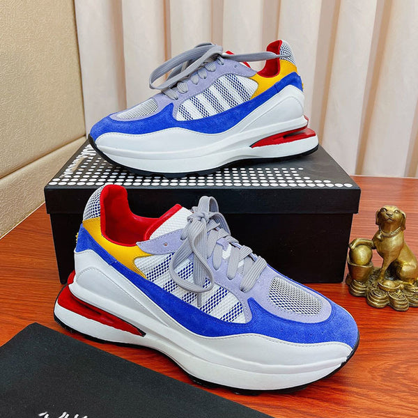 Men's Thick Sole Colorblock Mesh Breathable Athletic Daddy Shoes - Height Increasing Sneakers