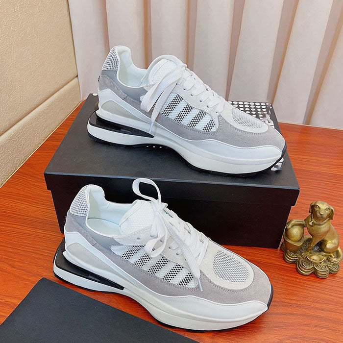 Men's Thick Sole Colorblock Mesh Breathable Athletic Daddy Shoes - Height Increasing Sneakers