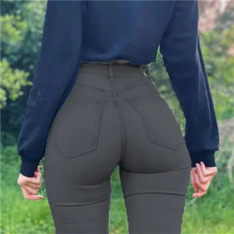 New Spring Sexy Vintage Fashion Streetwear Stretch  Women High Waist Long Jean