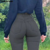 New Spring Sexy Vintage Fashion Streetwear Stretch  Women High Waist Long Jean