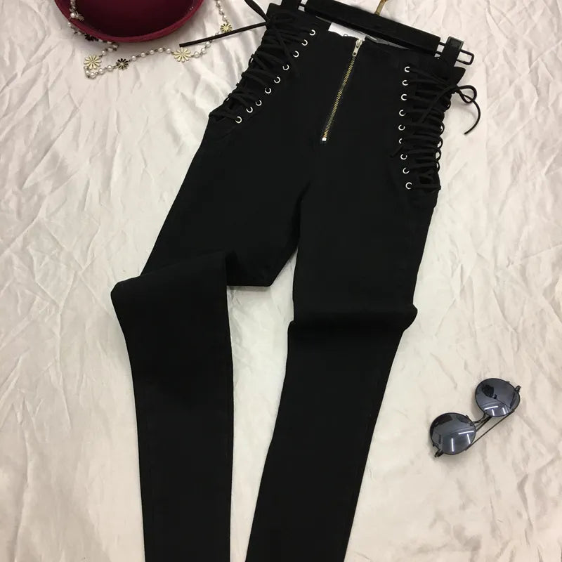 Jeans Women All-Match Zipper Simple Trendy Ankle-Length Trousers