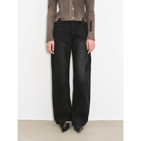 Heavy-Duty Distressed, Slim and Durable Mid-Rise  Cotton Washed Jeans