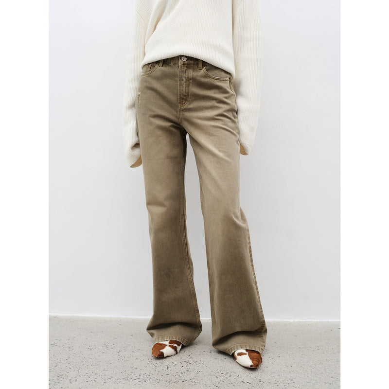Retro All-Season Slim-Fit Versatile Floor-Length Washed Flared Jeans