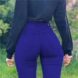 New Spring Sexy Vintage Fashion Streetwear Stretch  Women High Waist Long Jean