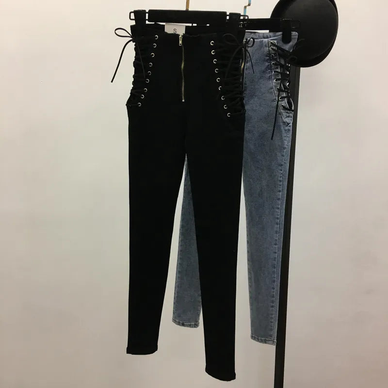 Jeans Women All-Match Zipper Simple Trendy Ankle-Length Trousers