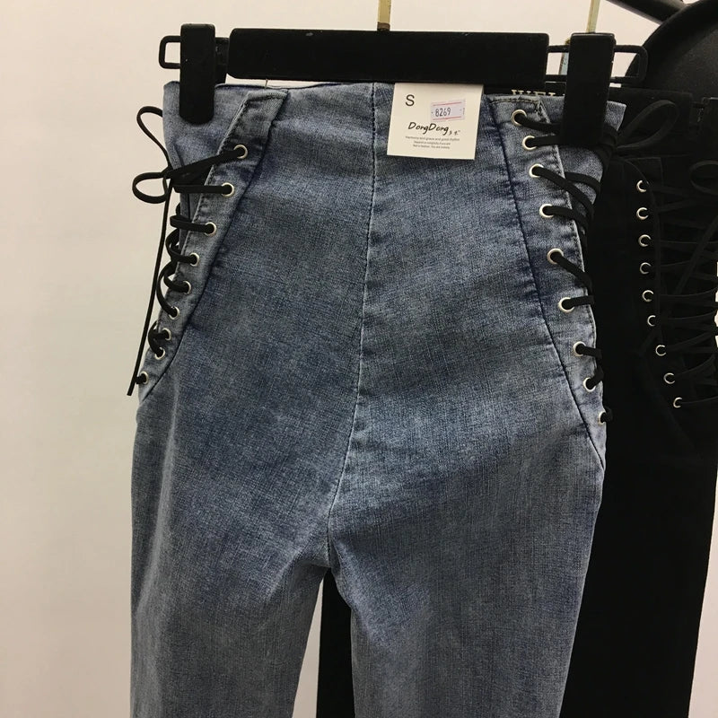 Jeans Women All-Match Zipper Simple Trendy Ankle-Length Trousers