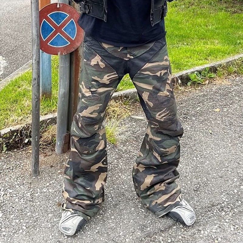 Stylish Men's Wide Leg Cargo Pants with Zipper Design
