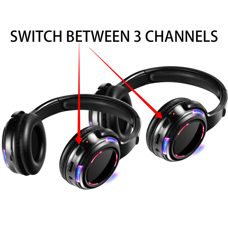 Wireless Silent Disco Headphones - Professional Bluetooth Party Headset with 600mAh Battery