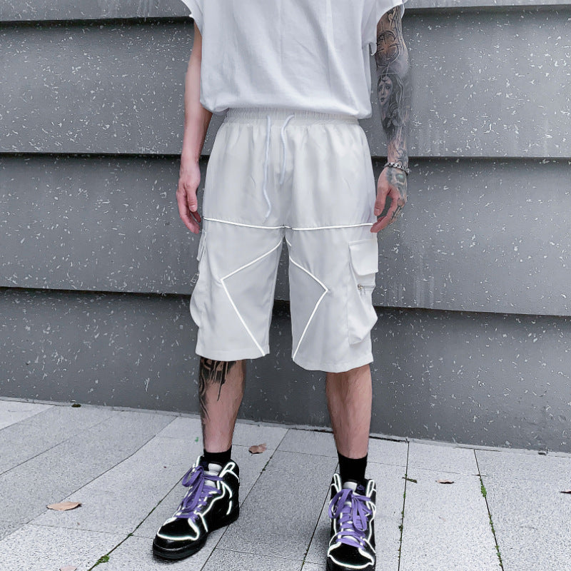 Korean Style Summer Overalls - Loose Fit Polyester Pants for Men