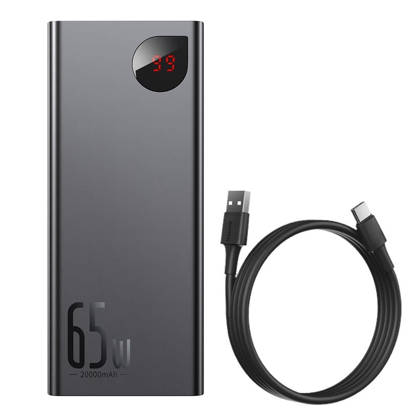 65W Fast Charging Power Bank - 20000mAh High-Capacity Portable Charger with Digital Display