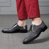 Premium Pearl Fish Skin Men's Business Dress Shoes - Handcrafted Lace-Up Low Heel Leather Shoes