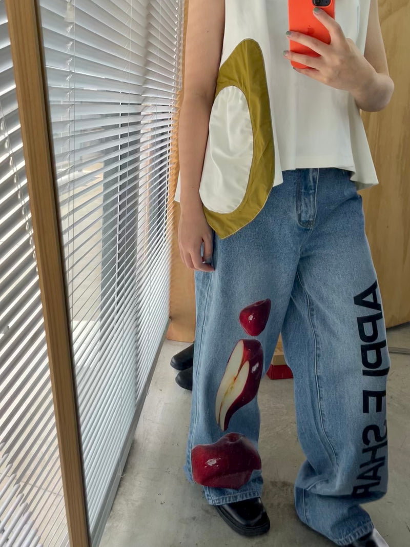 Women's Light Color Loose Stacked Jeans