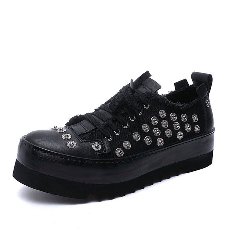 Premium Handcrafted Leather Canvas Breathable Men's Shoes - Niche Design Comfort Footwear