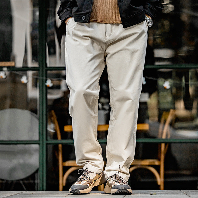 Stylish Cotton Pleated Straight Casual Pants - Comfortable Loose Long Trousers
