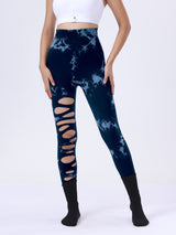 Premium Butt Lifting Yoga Leggings - Hollow Out Tummy Control Athletic Pants with Tie Dye Design