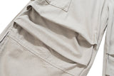 Men's Multi-Pocket Cargo Pants - Loose Wide Leg Denim Trousers with Side Zipper