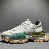 Elevated Style Men's Height-Increasing Leather Sneakers - White Thick Sole Casual Shoes