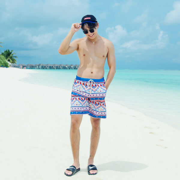 Stylish Couple Split Swimsuit Set - Polyester Beach Swimwear for Men & Women